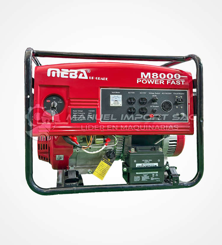 Generador Meba 8000W Gasolinero Monofásico Motor 18HP Potencia 6.5KW 110V - 220V