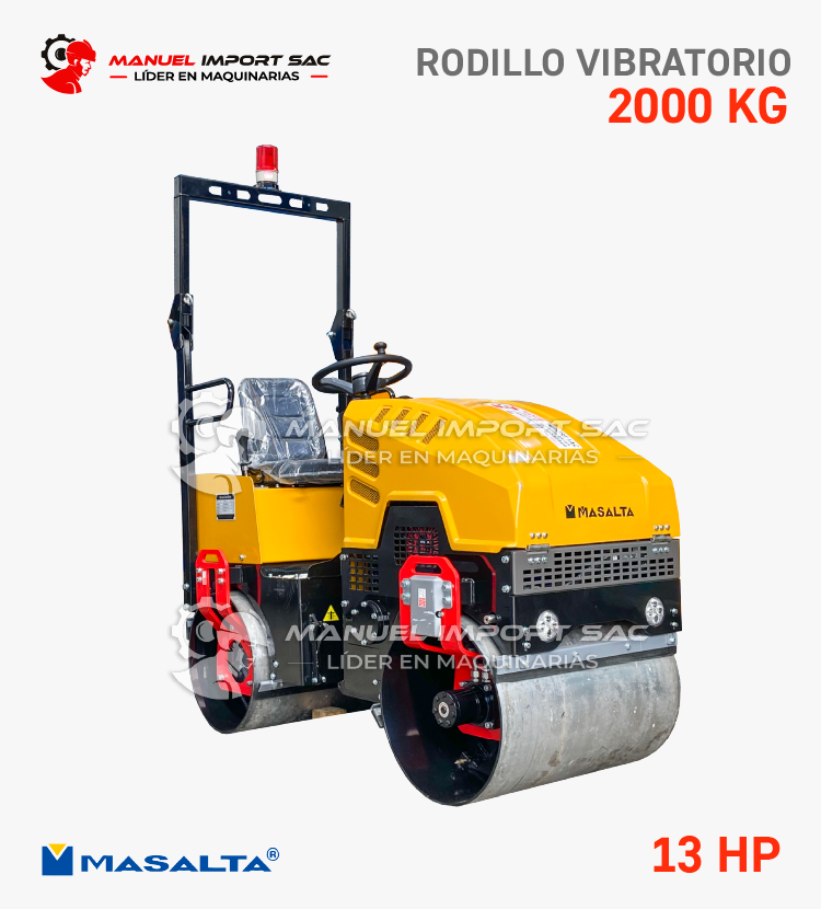 Rodillo Bernero FYL-2000K Masalta de 13HP 2 Tn Compactación 2 Rolas Gasolina