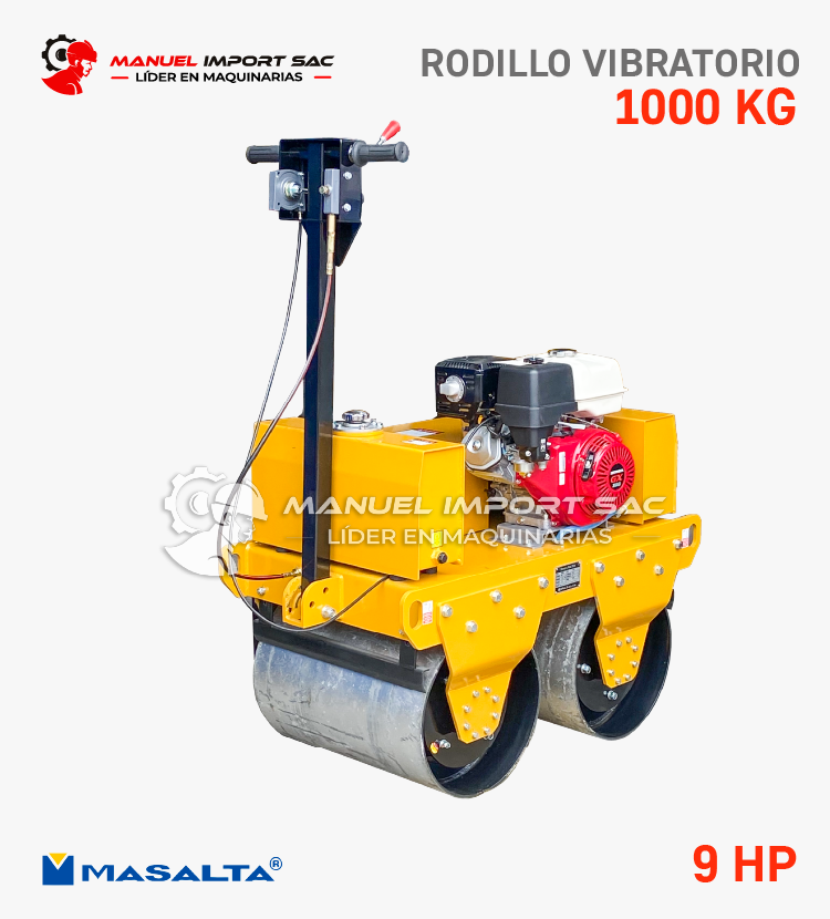 Rodillo Chupetero 1000 kg Masalta 2 Rolas 9HP Gasolina
