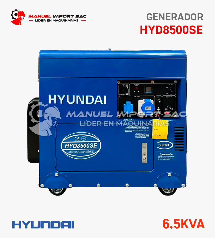 Generador Hyundai T2.HYD8500SE 6.5 KW (6.5KVA) Diesel