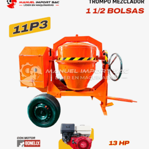 Trompo Mezclador 11P3 Motor Bonelly 13 HP Gasolinero