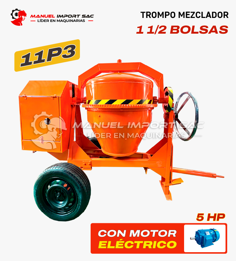 Trompo Mezclador 11P3 Motor Eléctrico 5HP